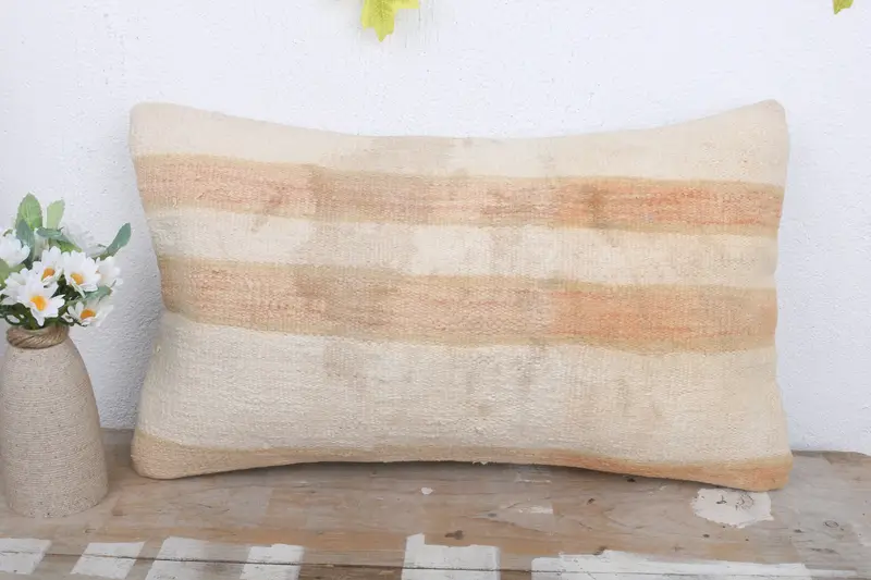 Vintage Pillow, 12x20 White Pillow Cover, Chair Pillow, Pillow for Sofa, Ethnical Kilim Rug Pillow, Pillow Sham, Sustainable Cushion Case - 2
