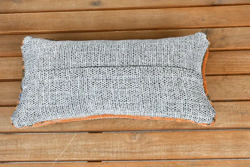 Vintage Kilim Throw Pillow, 8x16 Orange Cushion, Pillow for Couch, Rustic Pillow Case, Handwoven Pillow Cover Pillow Cover, Cushion, Antique Pillows - 5