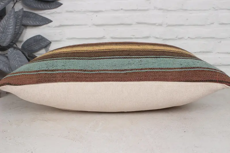 Handmade Kilim Cushion, Boho Chic Pillow Sham, Kilim Pillow, Cushion Case, 16x24 Yellow Pillow Case, Handmade Throw Cushion, Kilim Cushion Sham - 5