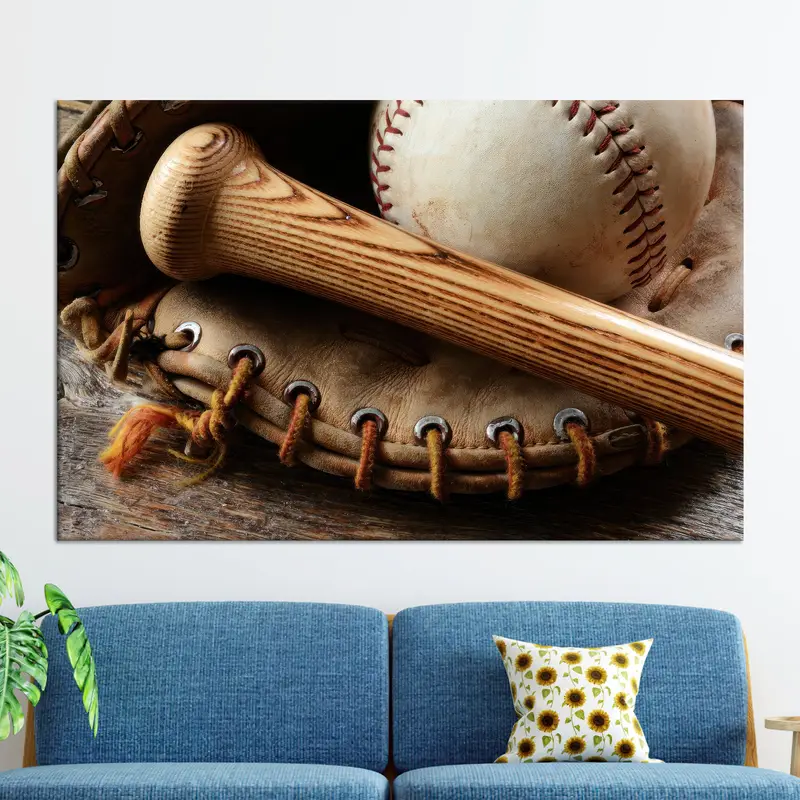 Modern Baseball Canvas: Trendy Gym Decor for Boy Room