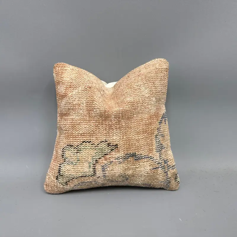 Seat Cushion Case, Cushion, Yoga Pillow Cover, Vintage Pillow, 12x12 Beige Pillow Cover, Throw Kilim Pillow, Pet Cushion, Kilim Pillow - 1