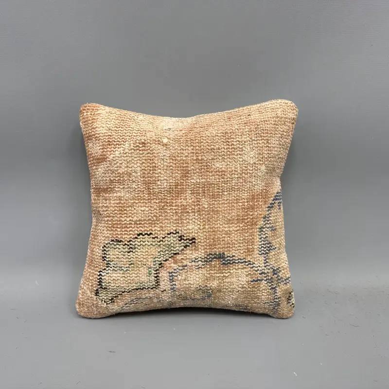 Seat Cushion Case, Cushion, Yoga Pillow Cover, Vintage Pillow, 12x12 Beige Pillow Cover, Throw Kilim Pillow, Pet Cushion, Kilim Pillow - 4