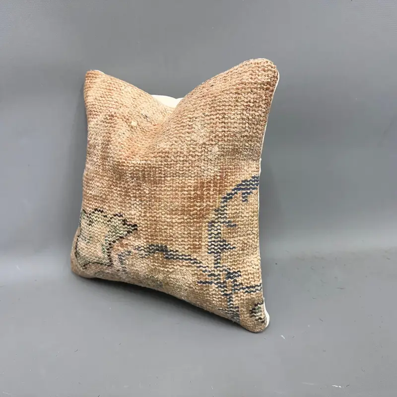 Seat Cushion Case, Cushion, Yoga Pillow Cover, Vintage Pillow, 12x12 Beige Pillow Cover, Throw Kilim Pillow, Pet Cushion, Kilim Pillow - 3