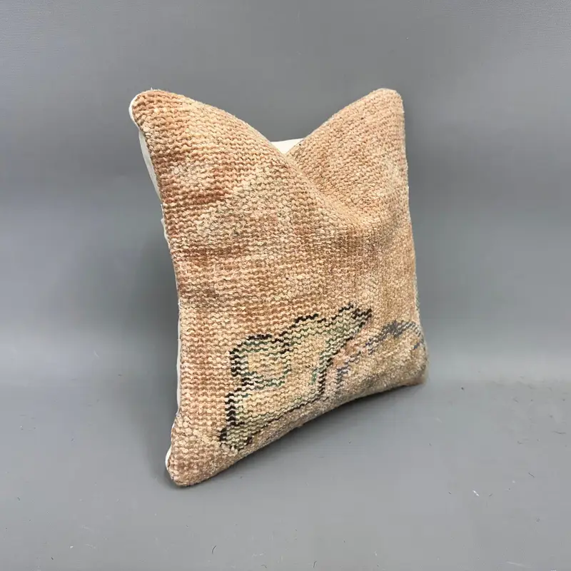 Seat Cushion Case, Cushion, Yoga Pillow Cover, Vintage Pillow, 12x12 Beige Pillow Cover, Throw Kilim Pillow, Pet Cushion, Kilim Pillow - 2