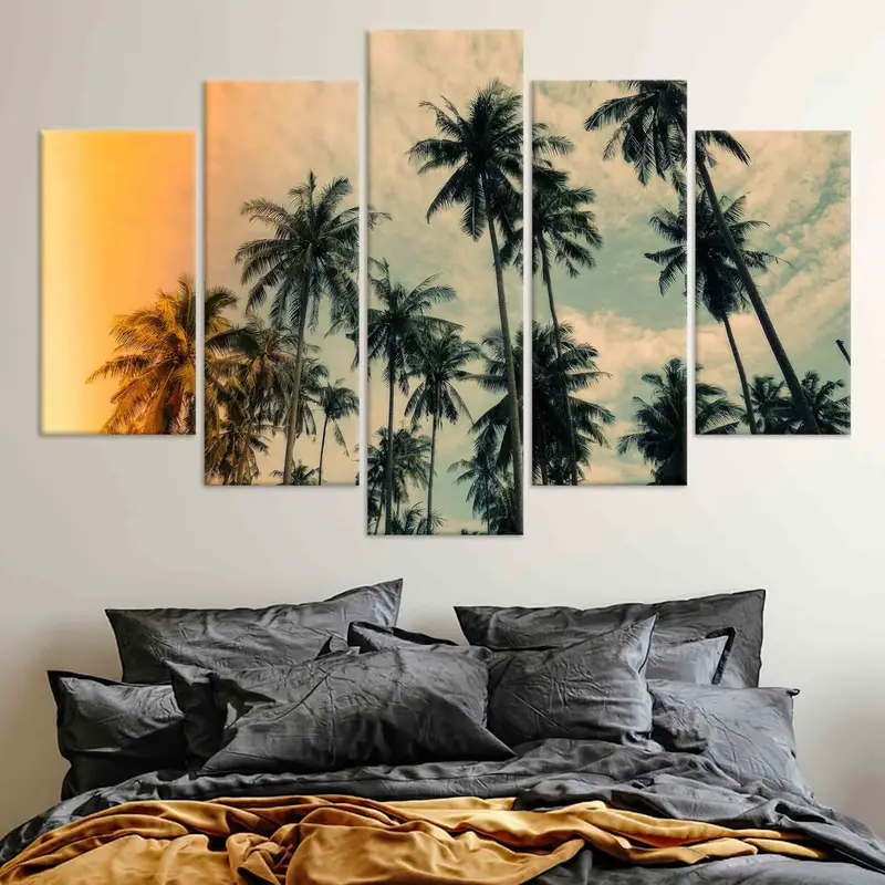 Coconut Trees Art, Coastal Wall Decor, Palm Trees Wall Art, Modern Canvas, Trendy Wall Art, Canvas Art, Personalized Gift, Home Wall Decor, - 7