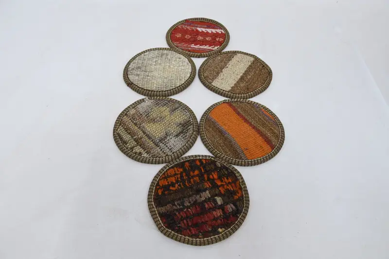 Bohemian Round Coaster Set, Orange and Red Coasters