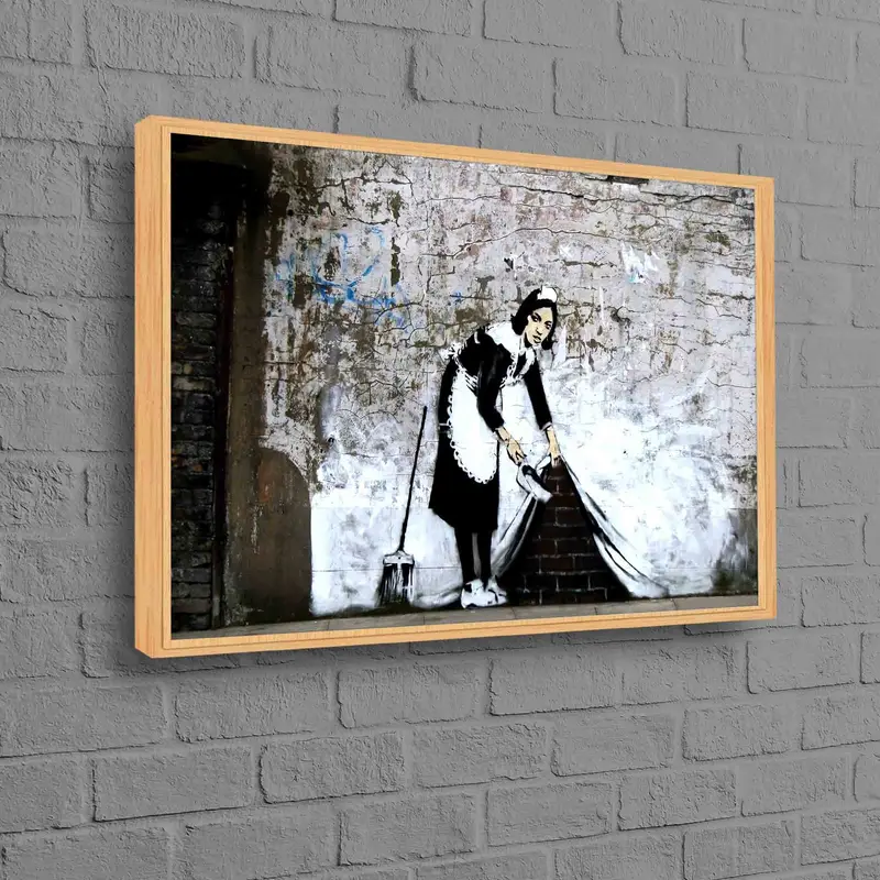 Zarif Hizmetçi Süpürme Kanvas: Banksy'den Esinlenen Grafiti Kanvas Tablo