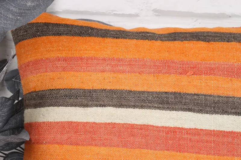 Pillow for Sofa, Cushion, Ethnic Throw Cushion, Turkish Kilim Pillow, Kilim Pillow Cover, 18x18 Orange Pillow - 2