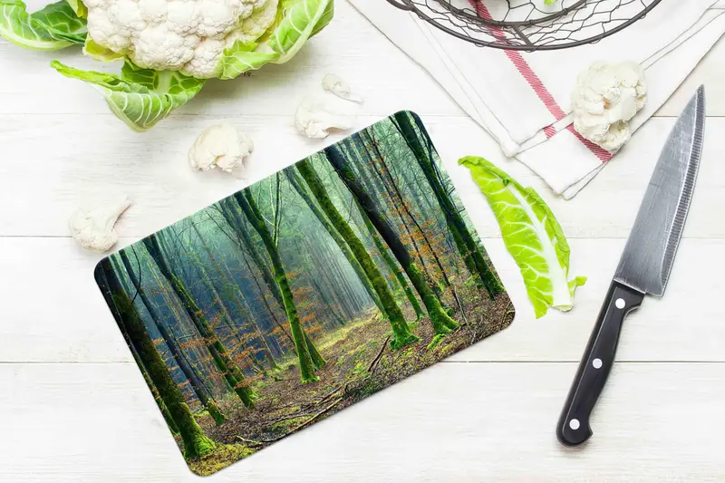 自然からインスピレーションを得たガラスまな板、強化安全、滑り止めデザイン