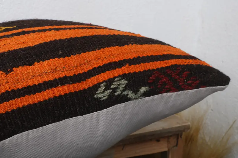 Tapestry Pillow Sham, Throw Kilim Pillow, 20x20 Brown Pillow Case, Handmade Kilim Cushion, Antique Pillows, Seat Cushion Cover, Cushion Cover - 6