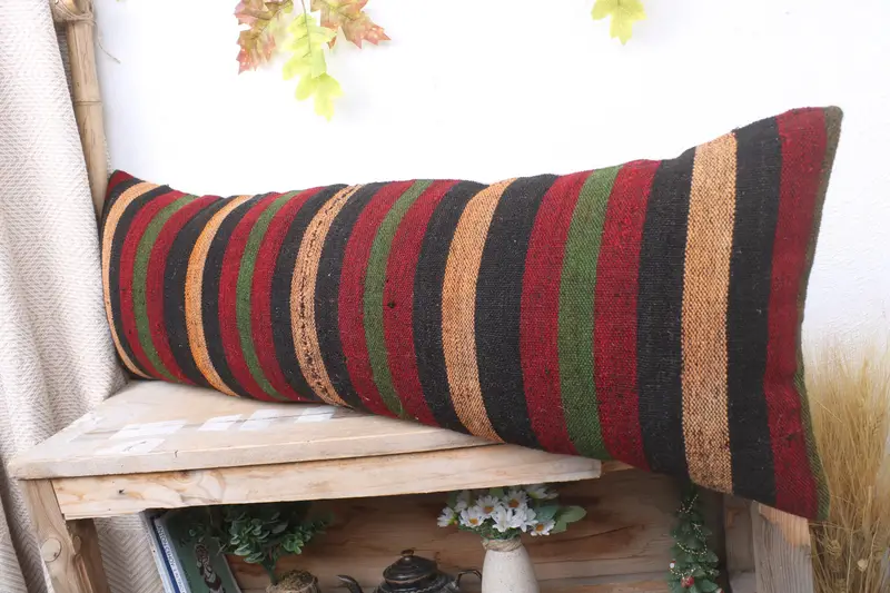 Couch Pillow Cover, Boho Pillow, Floor Pillow, Vintage Throw Pillow, Turkish Pillow, Cushion Case, Kilim Pillow, 12x36 Brown Pillow Case - 4