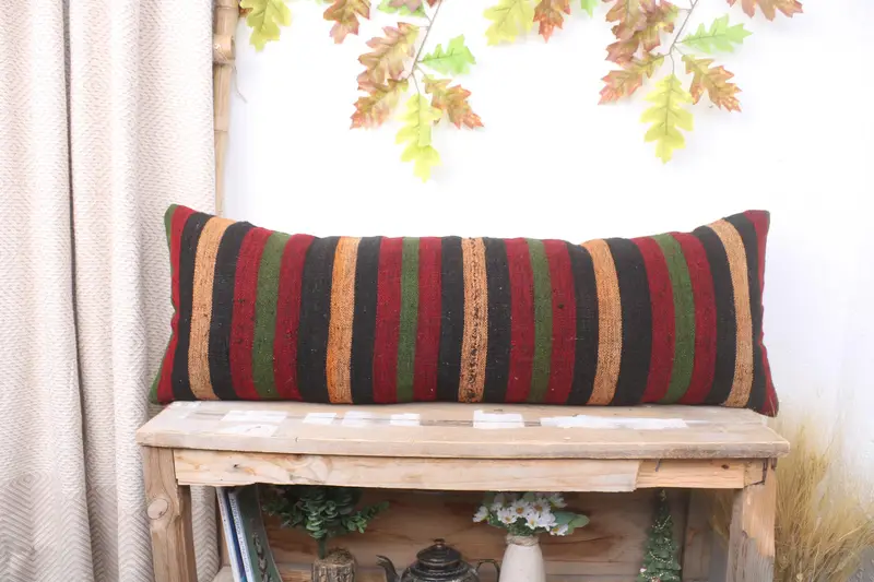 Couch Pillow Cover, Boho Pillow, Floor Pillow, Vintage Throw Pillow, Turkish Pillow, Cushion Case, Kilim Pillow, 12x36 Brown Pillow Case - 1