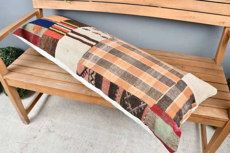 Cushion Case, Boho Pillow Sham Cover, Authentic Pillow, Floor Pillow Case, Kilim Pillow Cover, 16x48 Blue Cushion Cover, Pillow for Couch - 2