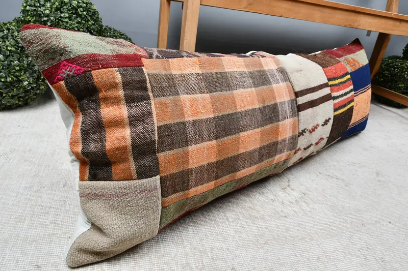 Cushion Case, Boho Pillow Sham Cover, Authentic Pillow, Floor Pillow Case, Kilim Pillow Cover, 16x48 Blue Cushion Cover, Pillow for Couch - 7