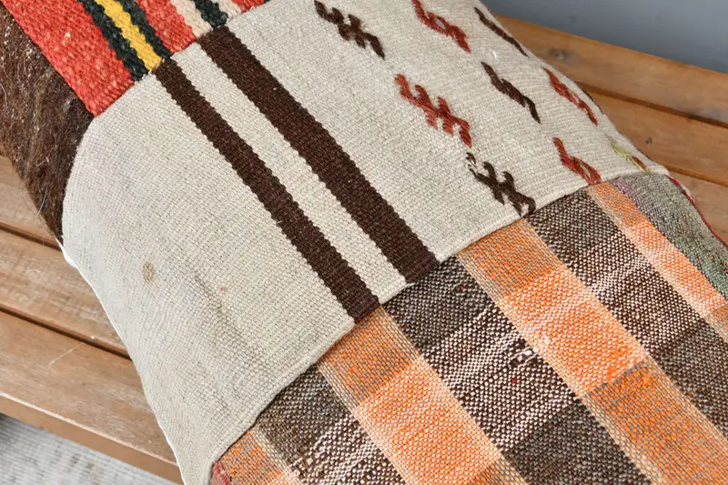 Cushion Case, Boho Pillow Sham Cover, Authentic Pillow, Floor Pillow Case, Kilim Pillow Cover, 16x48 Blue Cushion Cover, Pillow for Couch - 3
