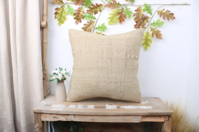 Designer Throw Pillow Sham, Gift Pillow, Pet Cushion Case, Pet Pillow Cover, Turkish Pillow, 20x20 Beige Cushion, Cushion, Handmade Kilim Cushion - 1
