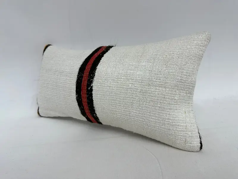 Authentic Pillow Case, Interior Designer Pillow, Pillow Sham, Throw Kilim Pillow, Handmade Kilim Cushion, 10x20 Beige Pillow Case - 3