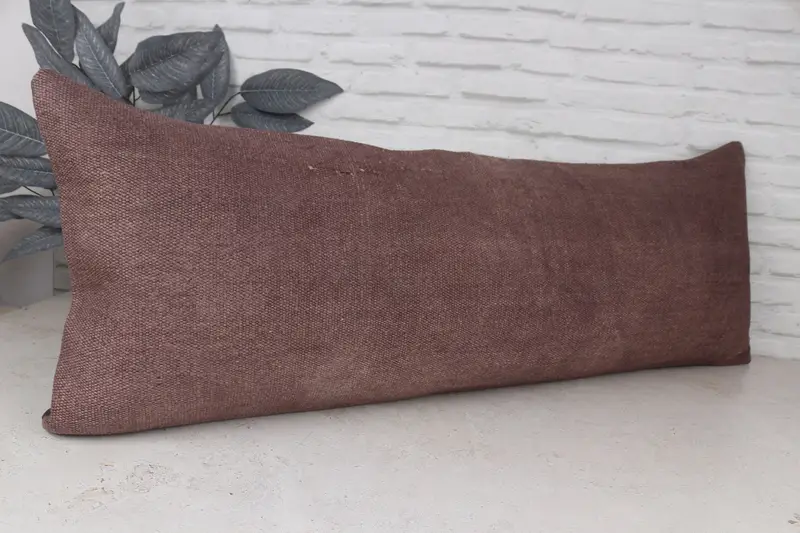 Cushion, Wool Kilim Pillow Pillow Sham, Kilim Pillow, 16x43 Brown Cushion, Kilim Cushion Sham, Outdoor Bolster Pillow, Boho Pillow Sham Cover - 3