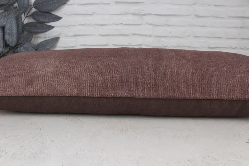 Cushion, Wool Kilim Pillow Pillow Sham, Kilim Pillow, 16x43 Brown Cushion, Kilim Cushion Sham, Outdoor Bolster Pillow, Boho Pillow Sham Cover - 5