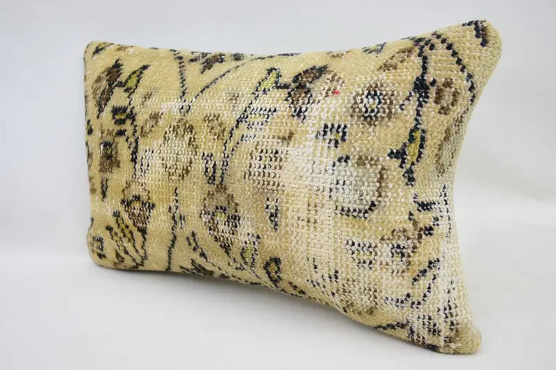 Boho Pillow Sham Cover, Handmade Kilim Cushion, 12x20 Beige Cushion Case, Aztec Pillow Cover, Interior Designer Pillow, Pillow Case - 3