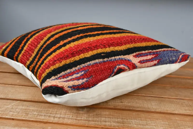 Türkischer Kilim -Kissen, Bauernhauskissen, handgefertigt - 4