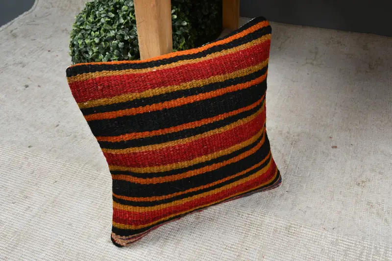 Türkischer Kilim -Kissen, Bauernhauskissen, handgefertigt - 7