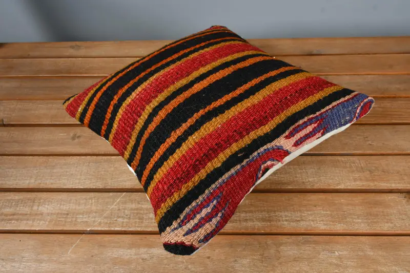 Türkischer Kilim -Kissen, Bauernhauskissen, handgefertigt - 2