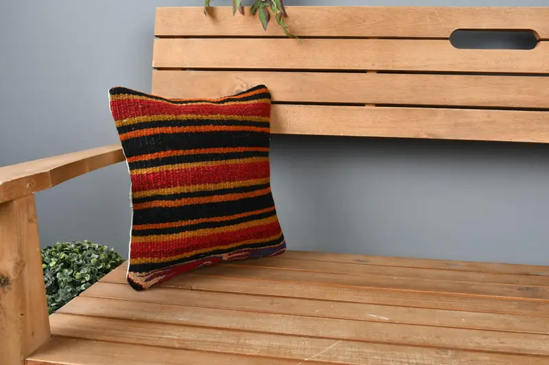 Türkischer Kilim -Kissen, Bauernhauskissen, handgefertigt - 1
