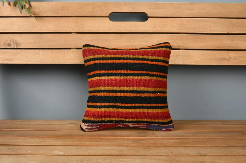 Türkischer Kilim -Kissen, Bauernhauskissen, handgefertigt - 6