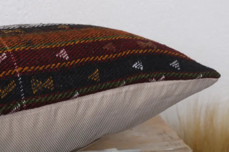Kilim Pillow Cover, Cushion Cover, Turkish Pillow, Antique Pillows, 12x20 Red Cushion, Turkish Corner Pillow Sham - 6