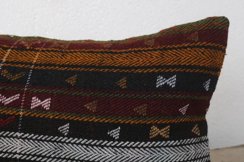 Kilim Pillow Cover, Cushion Cover, Turkish Pillow, Antique Pillows, 12x20 Red Cushion, Turkish Corner Pillow Sham - 5