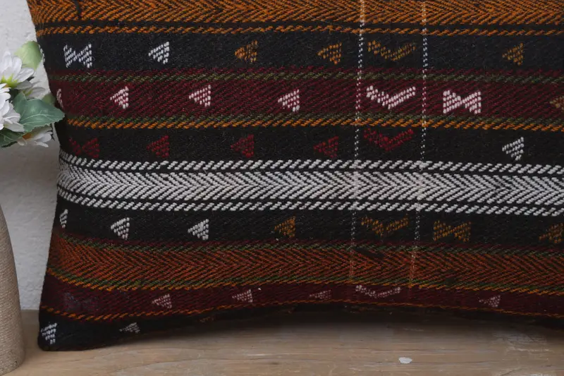 Kilim Pillow Cover, Cushion Cover, Turkish Pillow, Antique Pillows, 12x20 Red Cushion, Turkish Corner Pillow Sham - 3