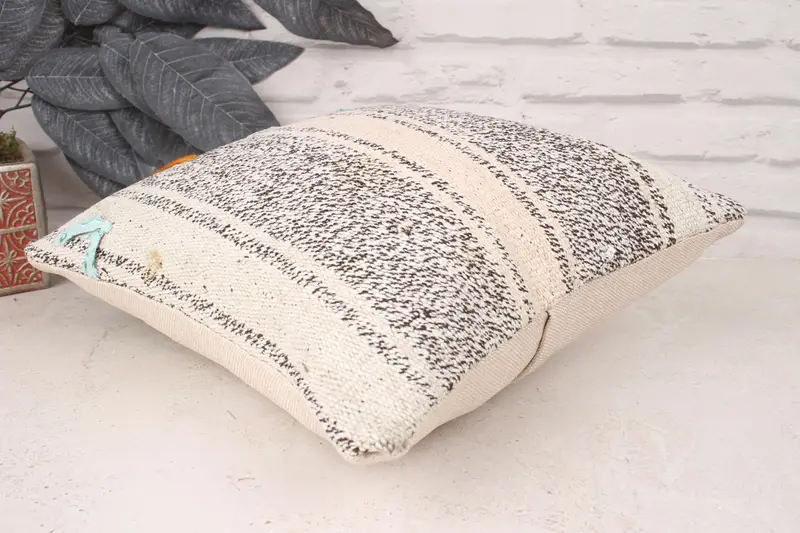 Personalized Gift Pillow Pillow Case, 14x14 Beige Pillow Sham, Hippie Throw Cushion, Gift Pillow, Cushion, Pillow for Sofa, Vintage Kilim Pillow - 6