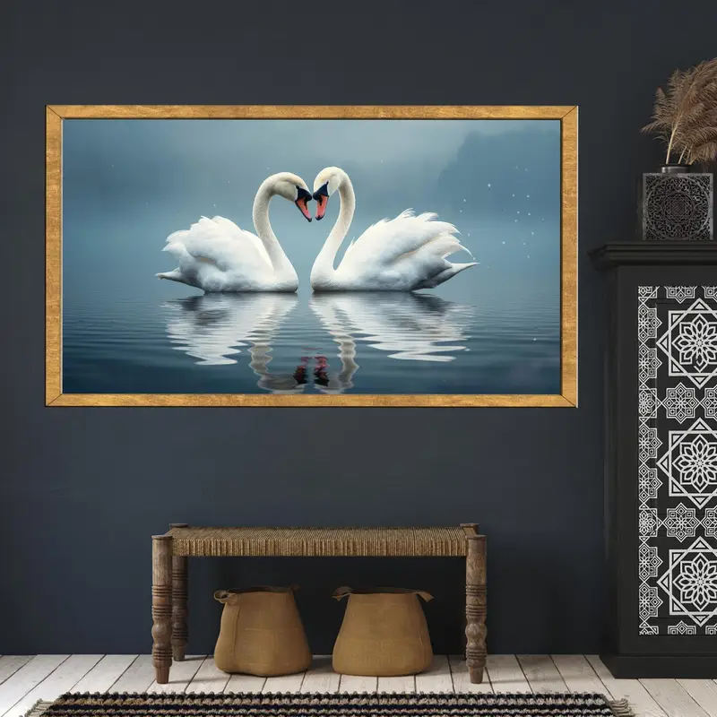 Elegant Swan Sea Printed Glass: Modern Valentine's Day Gift