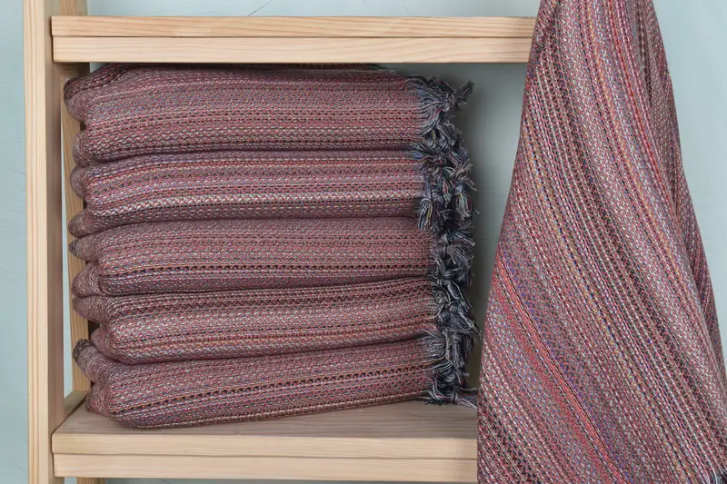 Brick Cotton Towel Personalized Herringbone, Beige, Organic Cotton/Linen, 36x71 Inches