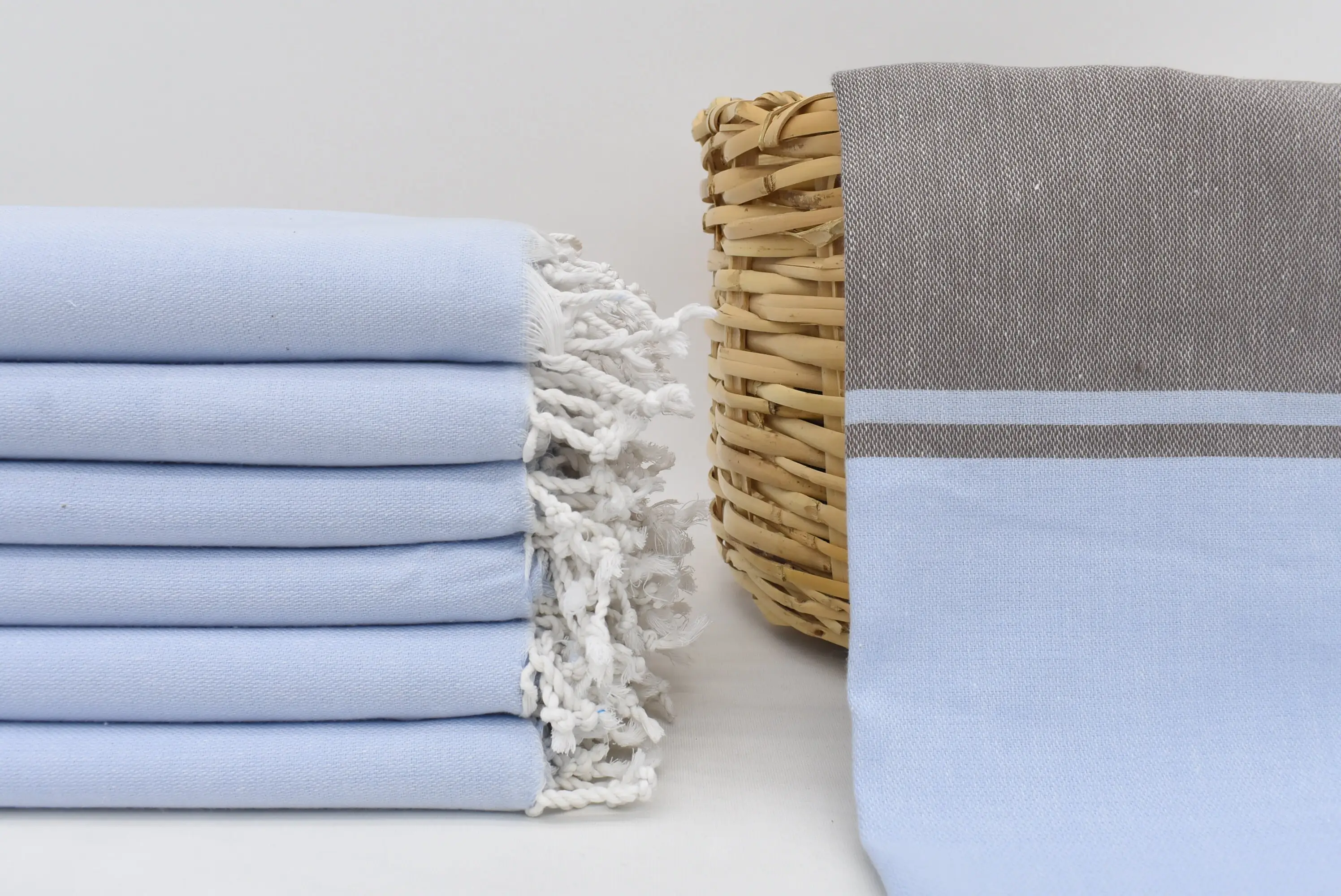 Turkish Bath Towel Personalized Brown-Blue Striped 70x40 Inches - 1