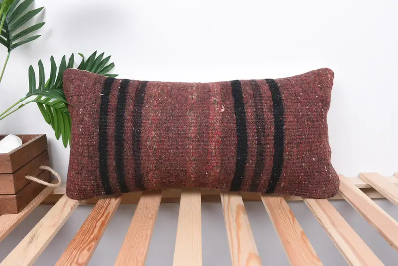 Interior Designer Pillow, 12x24 Red Pillow, Decorative Bolster Cushion Case, Pillow for Sofa, Bolster Cushion Case, Vintage Pillow, Cushion Case - 1