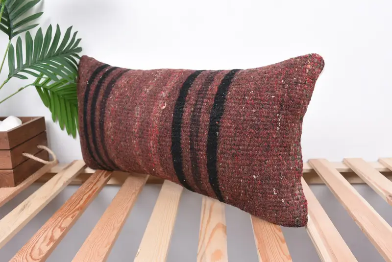 Interior Designer Pillow, 12x24 Red Pillow, Decorative Bolster Cushion Case, Pillow for Sofa, Bolster Cushion Case, Vintage Pillow, Cushion Case - 5