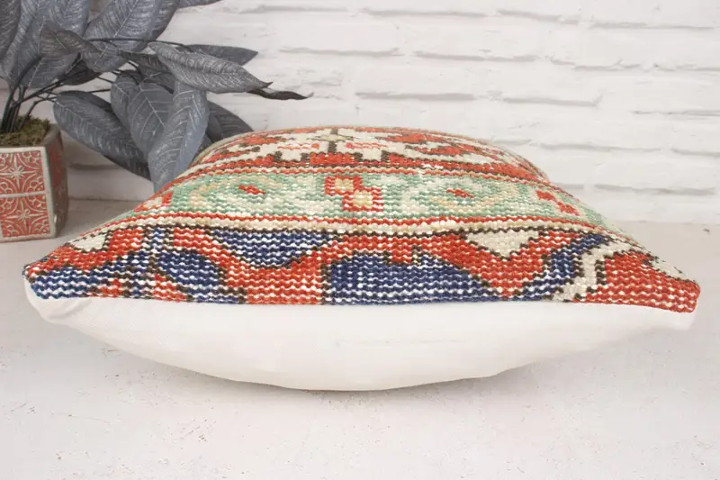 Lounge Throw Pillow Cover, Vintage Kilim Pillow, 16x16 Red Pillow Case, Gift Pillow, Vintage Kilim Throw Pillow, Pillow Cover - 5