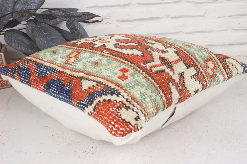 Lounge Throw Pillow Cover, Vintage Kilim Pillow, 16x16 Red Pillow Case, Gift Pillow, Vintage Kilim Throw Pillow, Pillow Cover - 6