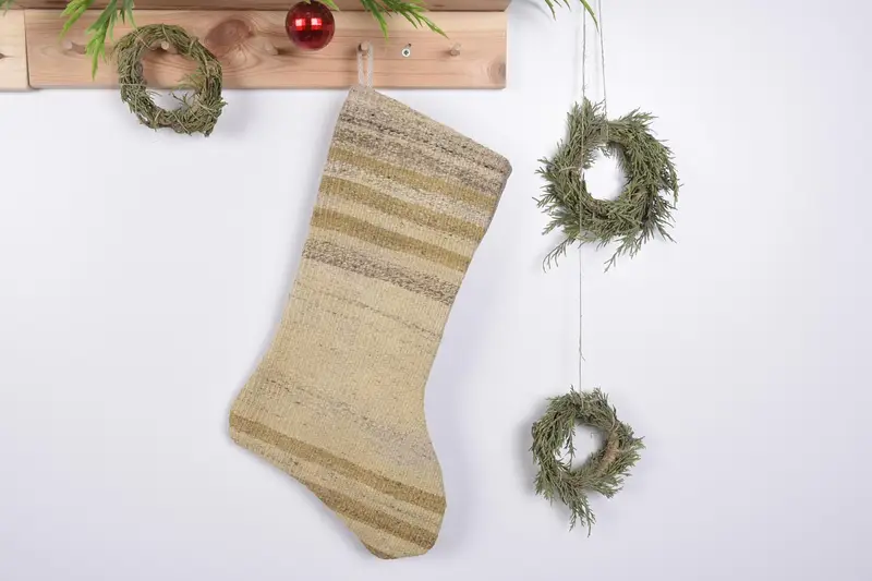 Patrón de adornos navideños, calcetín de lujo de 19 pulgadas de ancho