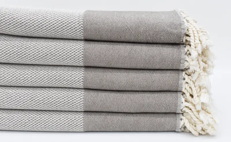 Monogram Towels Brown Geometric Turkish Bath Towel, 70x36 Inches