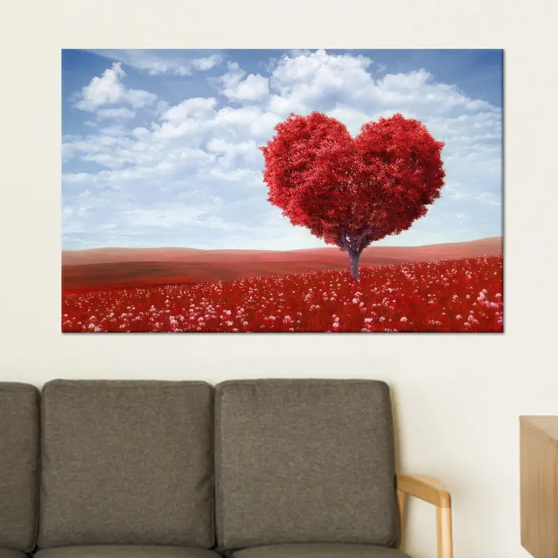 Impresión en lienzo de árbol de corazón abstracto moderno para el día de San Valentín