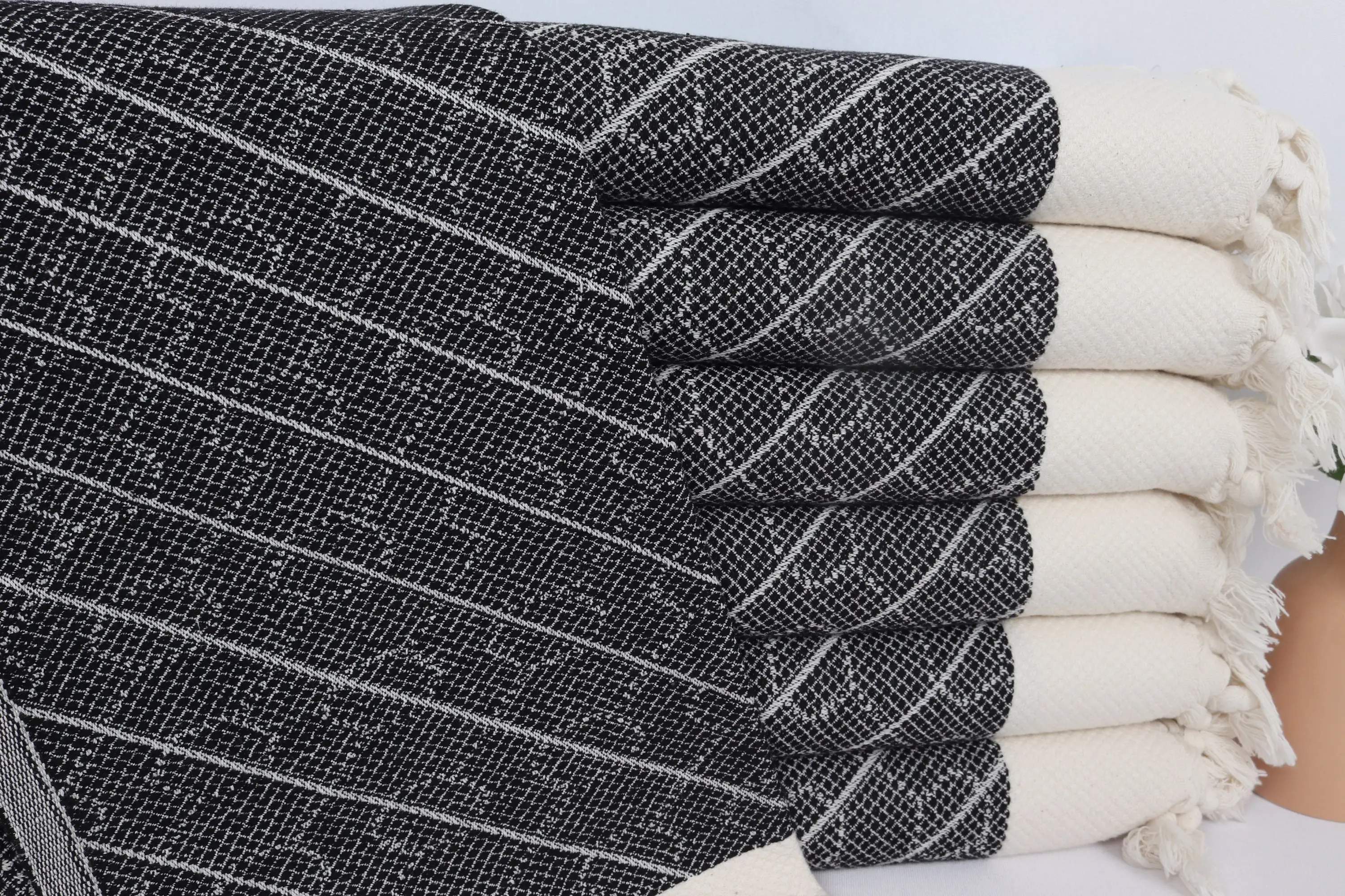Small Bath Towels Custom Hand Towel, 18x36, Black/Beige Organic Cotton - 1