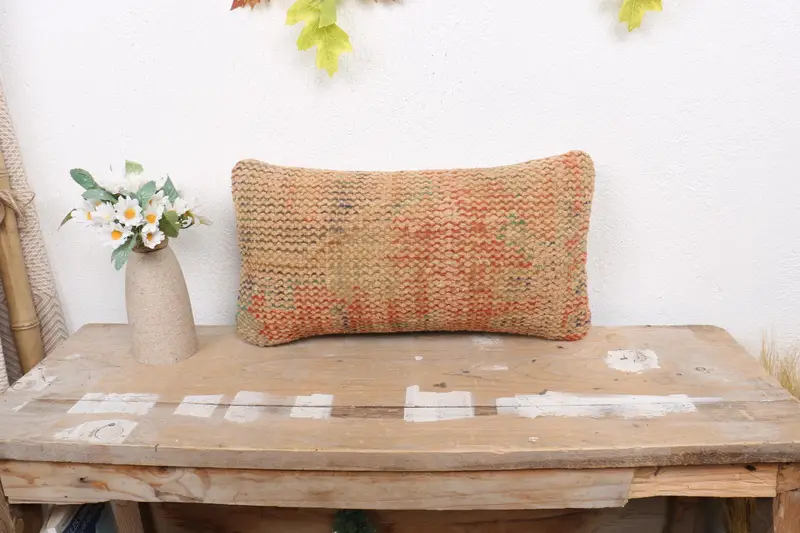 Home Decor Pillow, Boho Pillow Sham Cover, Pillow Case, 8x16 Orange Pillow Cover, Outdoor Throw Pillow Case, Pet Pillow Cover, Antique Pillows - 1