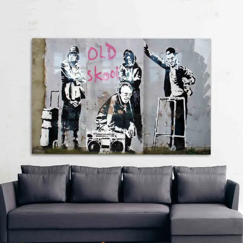 Urban Graffiti Printed Glass: Modern Abstract Art for Your Space