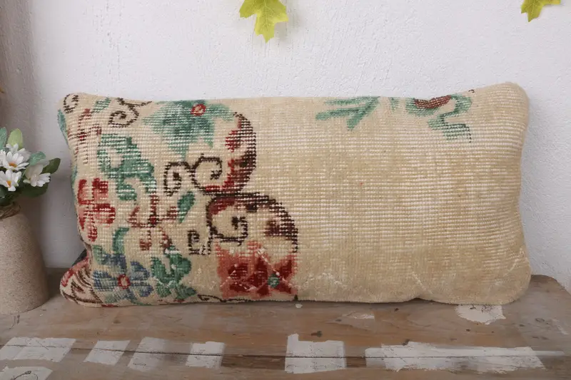 12x24 Beige Pillow Cover, Cushion Case, Vintage Pillow, Bolster Cushion Cover, Kilim Pillow, Interior Designer Pillow, Hippie Throw Pillow Sham - 2