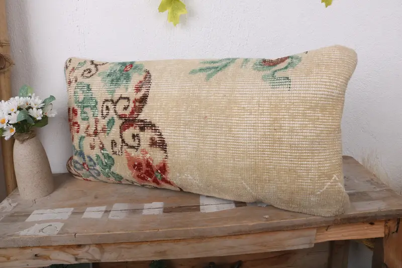 12x24 Beige Pillow Cover, Cushion Case, Vintage Pillow, Bolster Cushion Cover, Kilim Pillow, Interior Designer Pillow, Hippie Throw Pillow Sham - 4