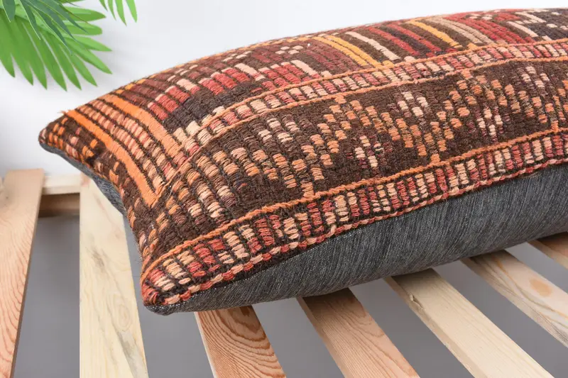 Pillow Cover, Cozy Throw Cushion Case, Morroccon Kilim Cushion Pillow Case, Vintage Pillow, Pillow for Sofa, Kilim Cushion Sham, 16x36 Red Pillow - 6
