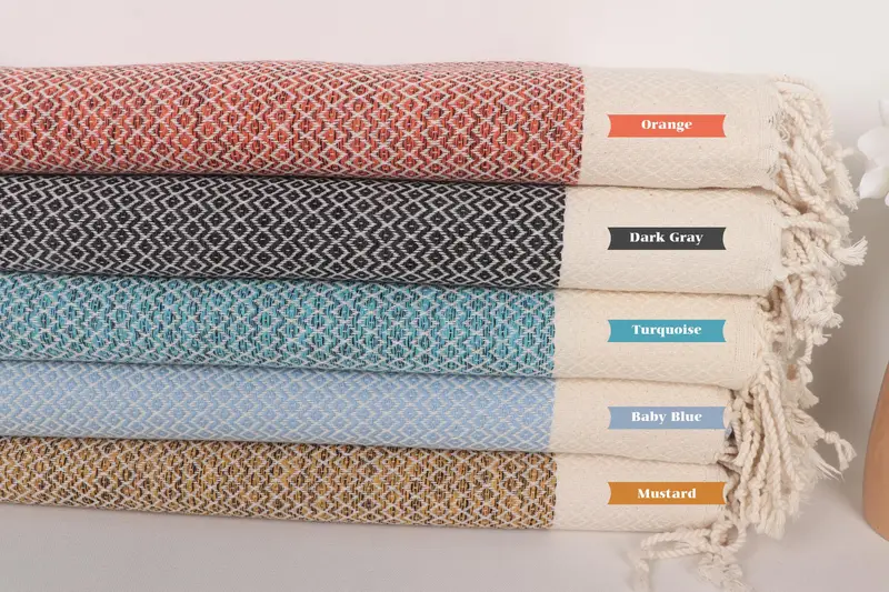 Housewarming Gift, 76x36 Cotton Diamond Towel, Sand-resistant towel, Christmas Gift, Thin and lightweight Turkish peshtemal, Personalized Gifts - 2